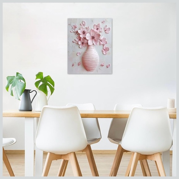 Pink Floral Wall Art | Pink Cherry Blossom Flower Canvas Paintings 12x18” - Picture 4 of 6